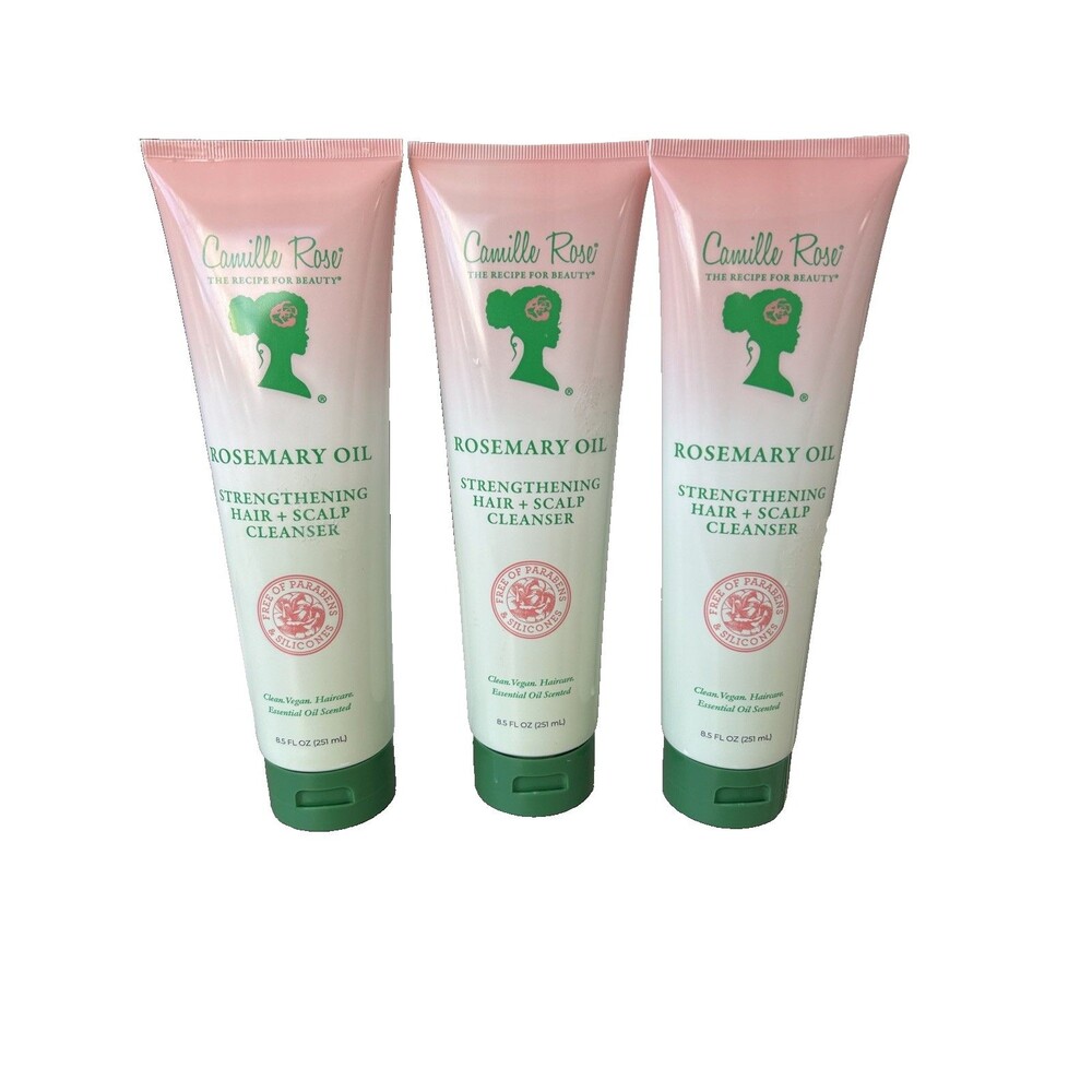 Camille Rose LOT of 3 Rosemary Oil Strengthening Hair & Scalp Cleanser 8.5 fl oz